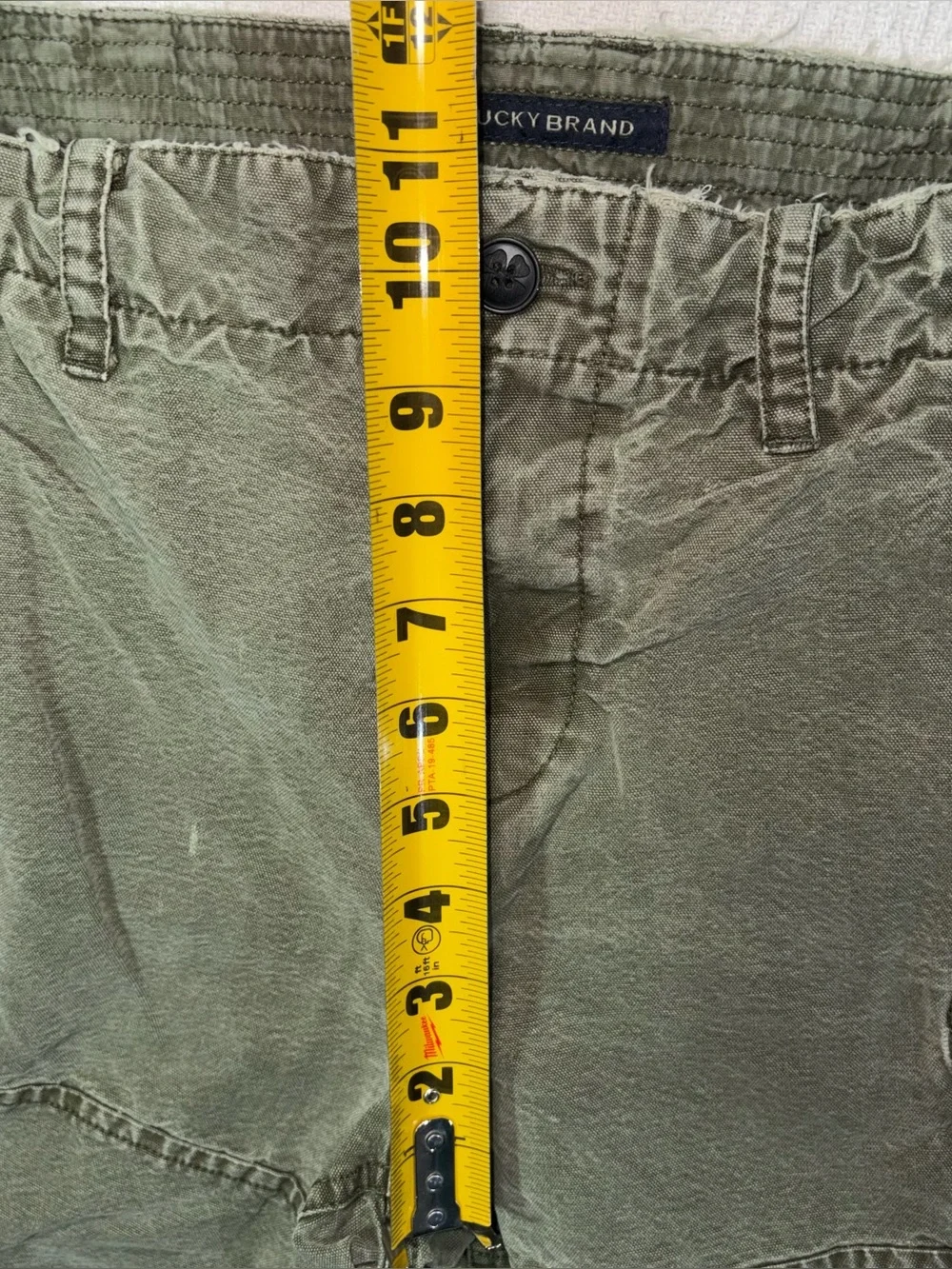 Lucky Brand Mens Y2K Distressed Utility Cargo Shorts Size 30 Green Baggy
